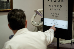 The Snellen Chart is used to evaluate visual acuity (e.g. 20/20 vision)