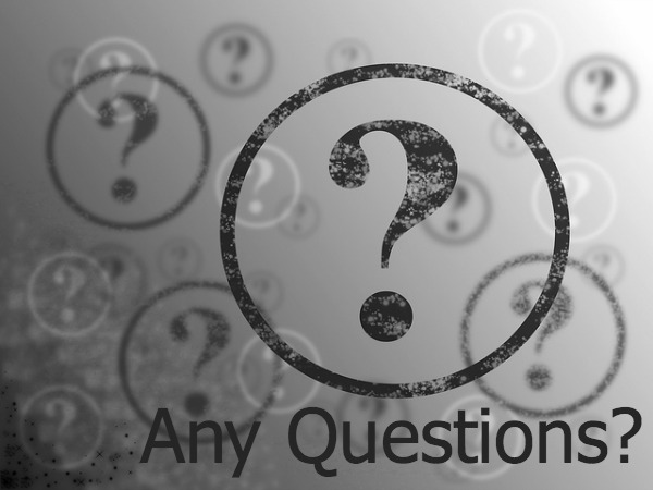 Black and white question marks in a grey background