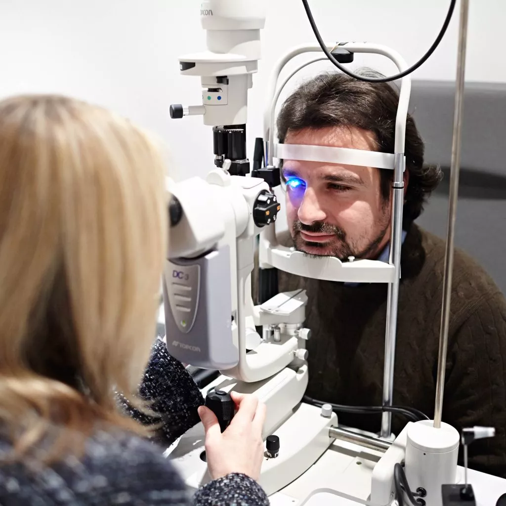 patient receiving test for laser eye surgery 